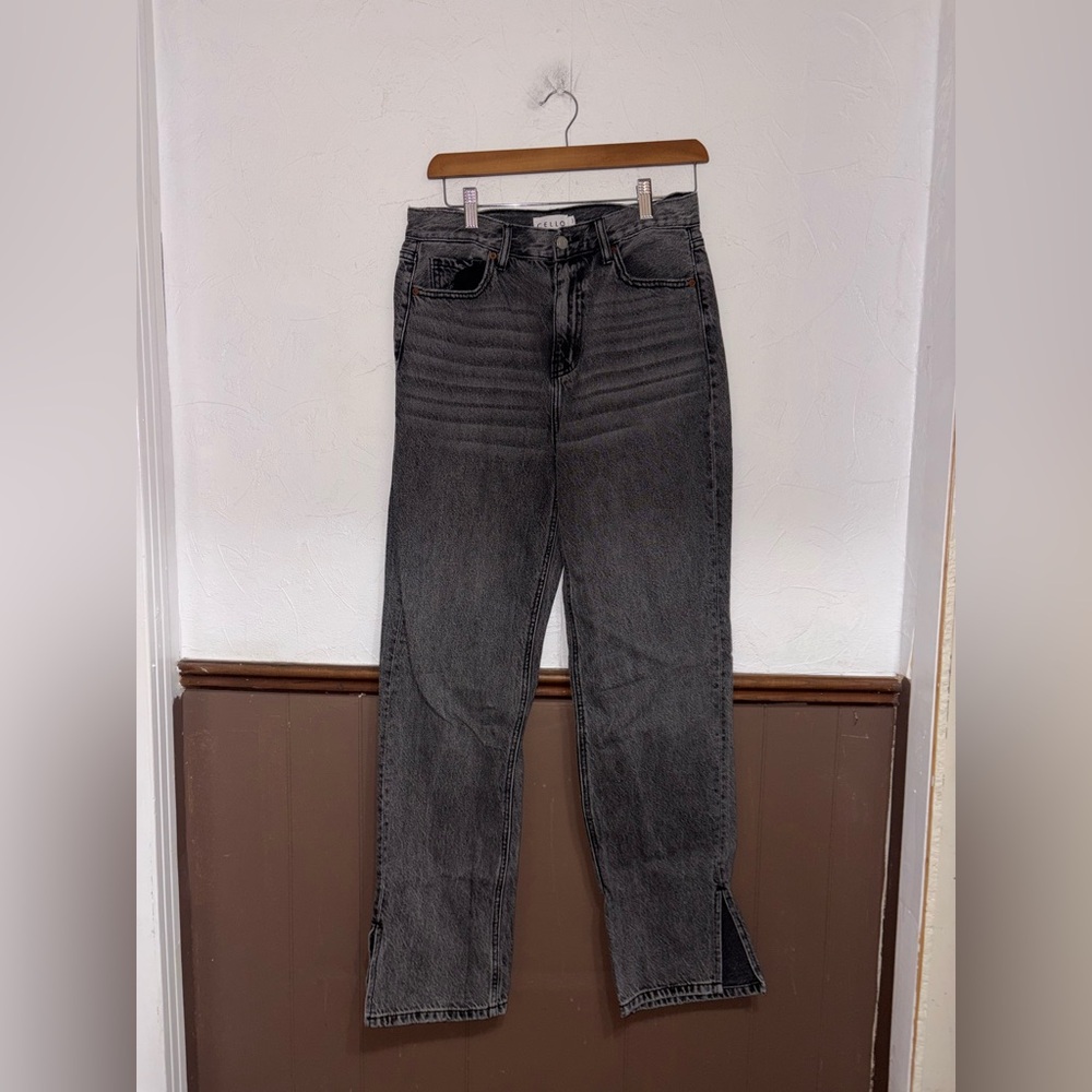 Cello | Black Straight Leg Slit Jeans